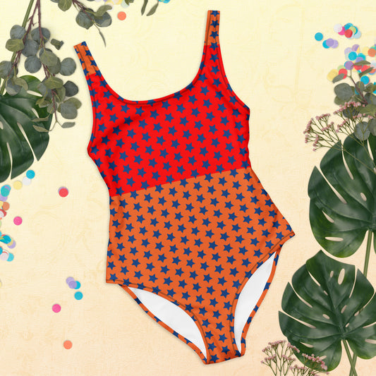 SPLASH ÉTOILÉ ORANGE/BLEU maillot de bain 1-pièce